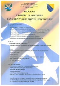 PROGRAM U POVODU 25.NOVEMBRA DANA DRŽAVNOSTI BOSNE I HERCEGOVINE